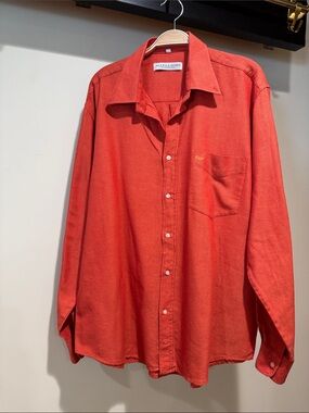 Casual Red Long-Sleeve Button-Down Shirt